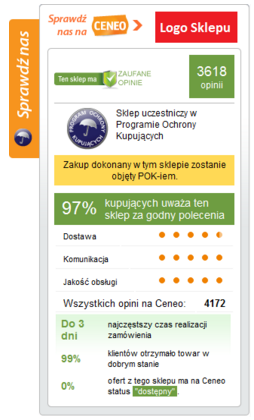 Moduł porównywarki cenowej CENEO umieszczonej na stronie sklepu internetowego
