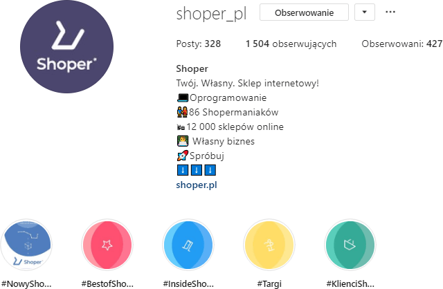 Oficjalne konto Shoper na Instagram