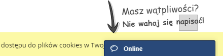 Zły przykład dodania modułu czatu (zakrywa inny moduł) Zły przykład wyświetlania czatu na stronach sklepu