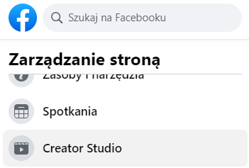 Uruchom narzędzie Creator Studio dla swojej strony na Facebooku