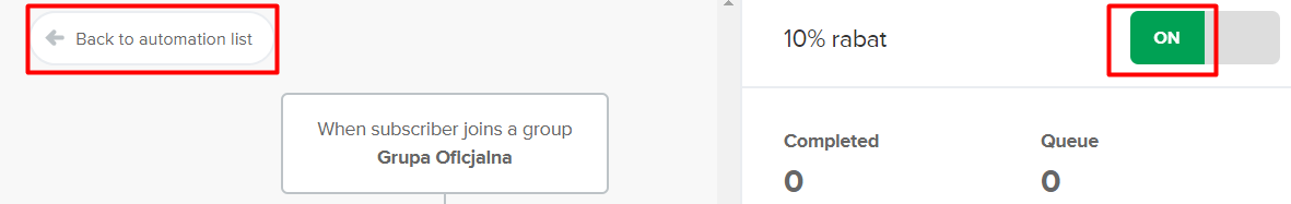Aktywuj wiadomość automatyczną (przełącznik ON/OFF) Aktywuj wiadomość automatyczną (przełącznik ON/OFF)
