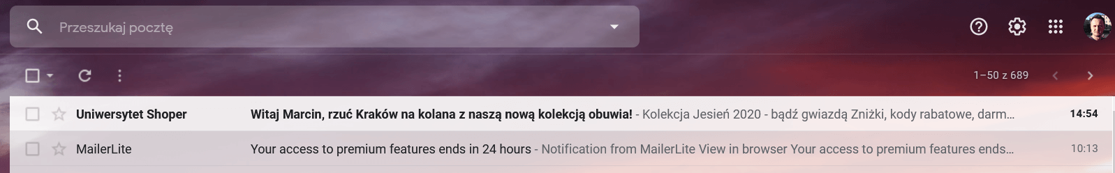 Przykładowa wiadomość e-mail znajdująca się w skrzynce odbiorczej odbiorcy Przykładowa wiadomość e-mail znajdująca się w skrzynce odbiorczej odbiorcy