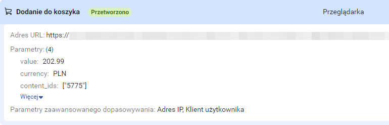 Po wybraniu zdarzenia, na ekranie zostaną wyświetlone jego parametry Przykładowe parametry otwartego zdarzenia w Facebook
