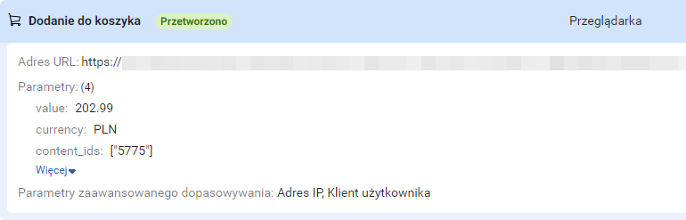 Przykładowe parametry otwartego zdarzenia w Facebook