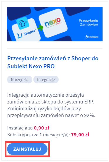 Shoper do Subiekt Nexo Pro - SellIntegro