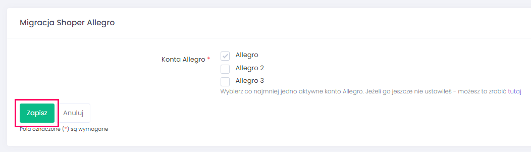 Aplikacja Manager aukcji Allegro-Apilo