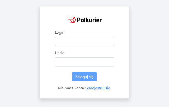 Zaloguj się lub załóż konto w portalu Polkurier.pl Panel administracyjny sklepu > Dodatki i integracje > Moje aplikacje > Polkurier.pl > Logowanie