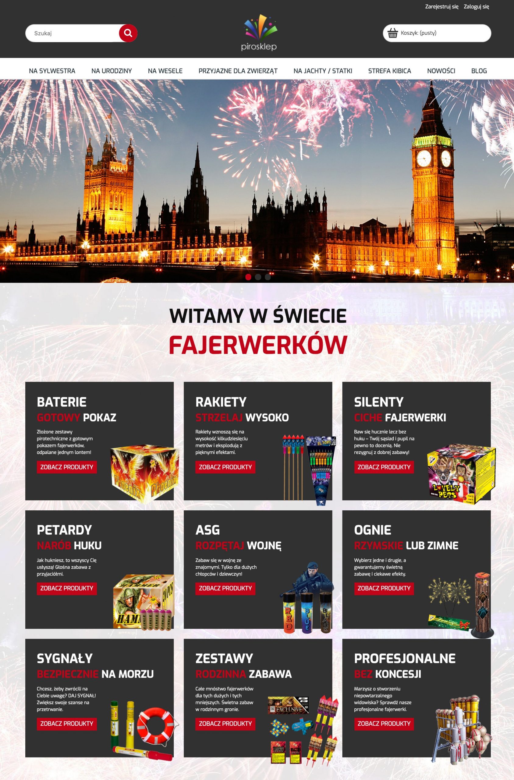 Strona główna sklepu Pirosklep.pl Witaj w świecie fajerwerków