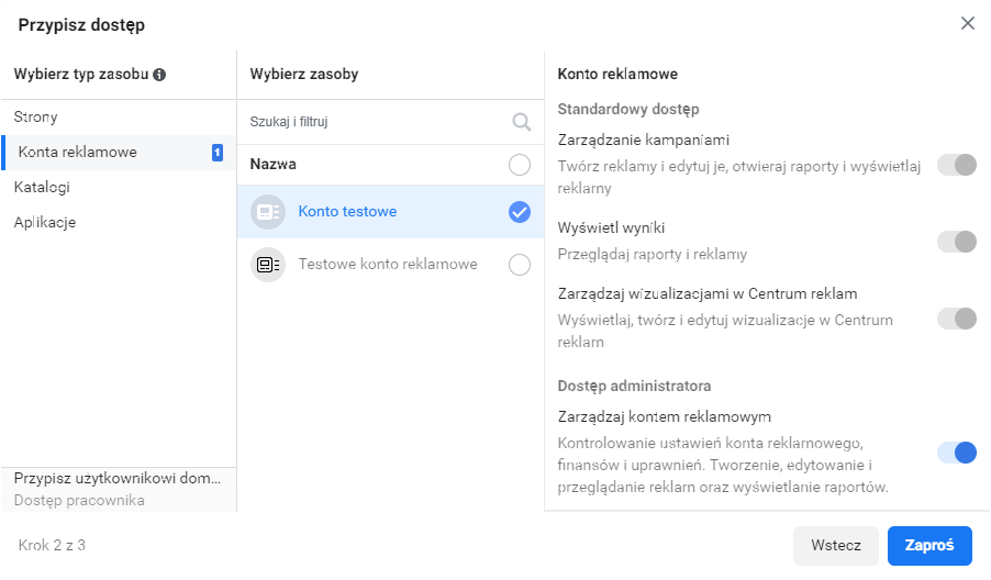 Przypisywanie dostępu do Menedżera firmy kolejnym osobom Przypisywanie dostępu do Menedżera firmy kolejnym osobom