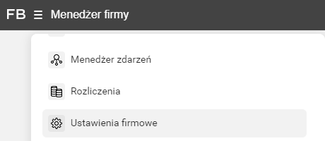 Menedżer firmy > Ustawienia firmowe Menedżer firmy > Ustawienia firmowe