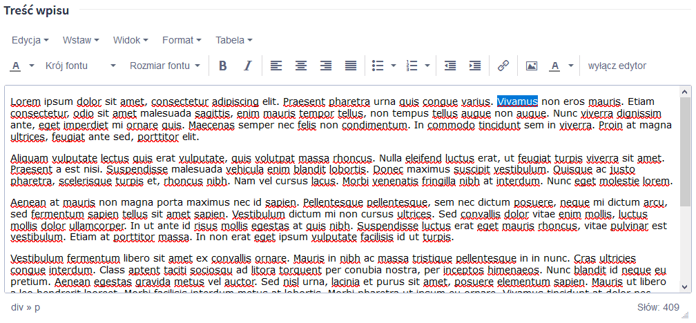 Zaznacz tekst, na którym chcesz dodać lokowanie produktu (link) Zaznacz wybrane słowo, na którym chcesz dodać link z lokowaniem produktu