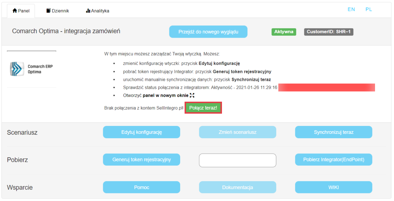 Połącz z kontem SellIntegro.pl w aplikacji Comarch Optima - integracja zamówień Panel administracyjny sklepu > Dodatki i integracje > Moje aplikacje > Przesyłanie zamówień z Shoper do Comarch ERP Optima > Konfiguracja