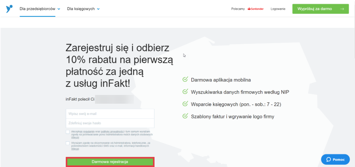 Skorzystaj z darmowej rejestracji konta Infakt dla przedsiębiorców Strona główna Infakt.pl > Formularz rejestracji
