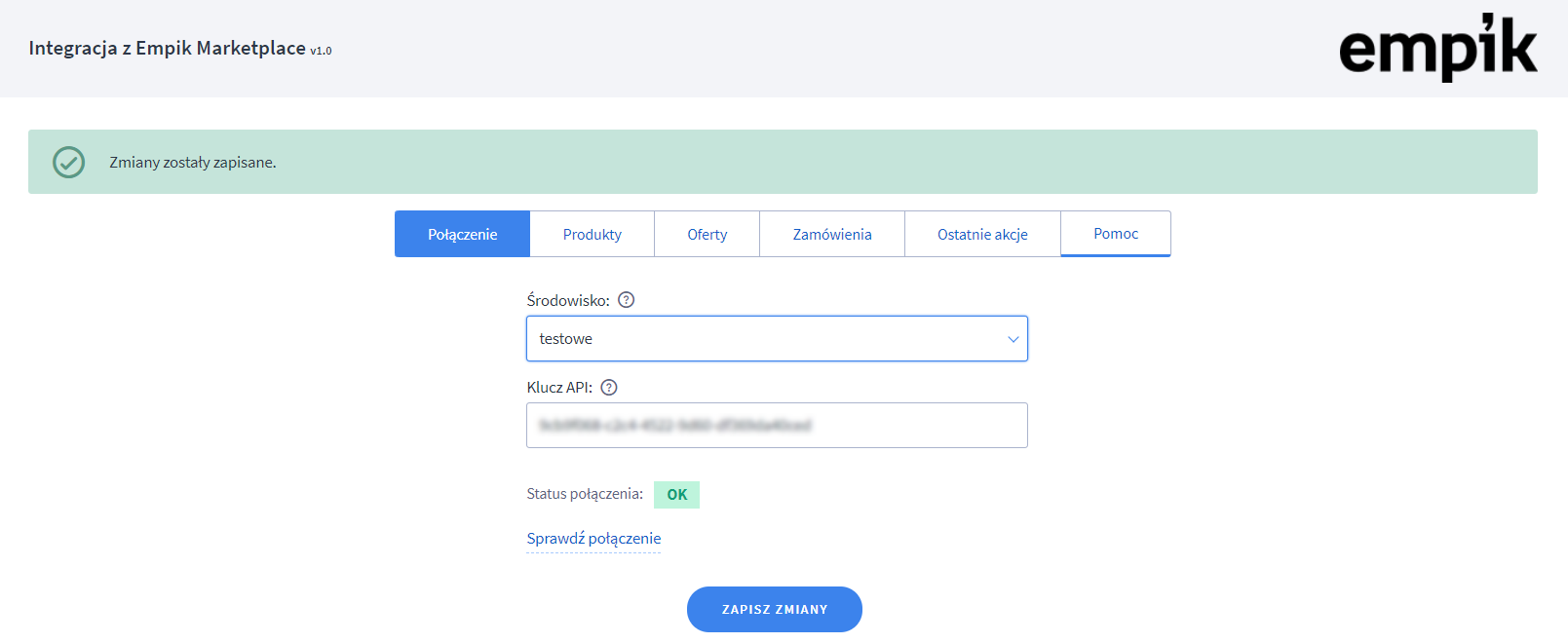 Wybierz środowisko dla aplikacji Panel administracyjny > Dodatki i integracje > Moje aplikacje > Empikplace