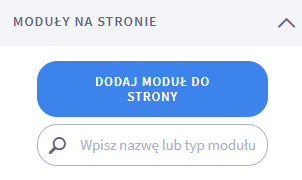 Kliknij DODAJ MODUŁ DO STRONY, aby dodać nowy element do układu Shoper Visual Editor DODAJ MODUŁ DO STRONY