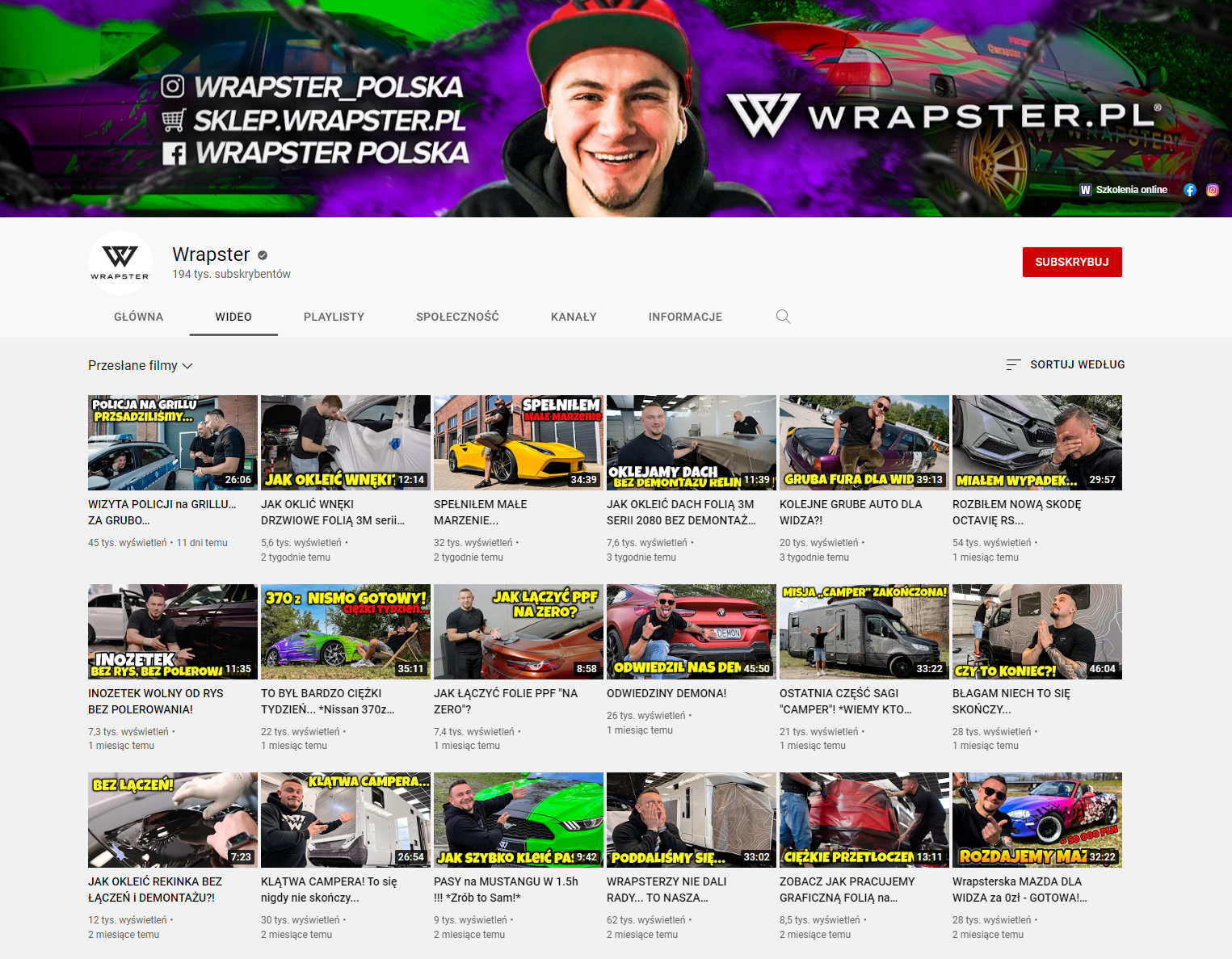 Sklep Wrapster regularnie tworzy vlogi i nagrania na YouTube Dziel się swoimi pracami za pomocą nagrań wideo