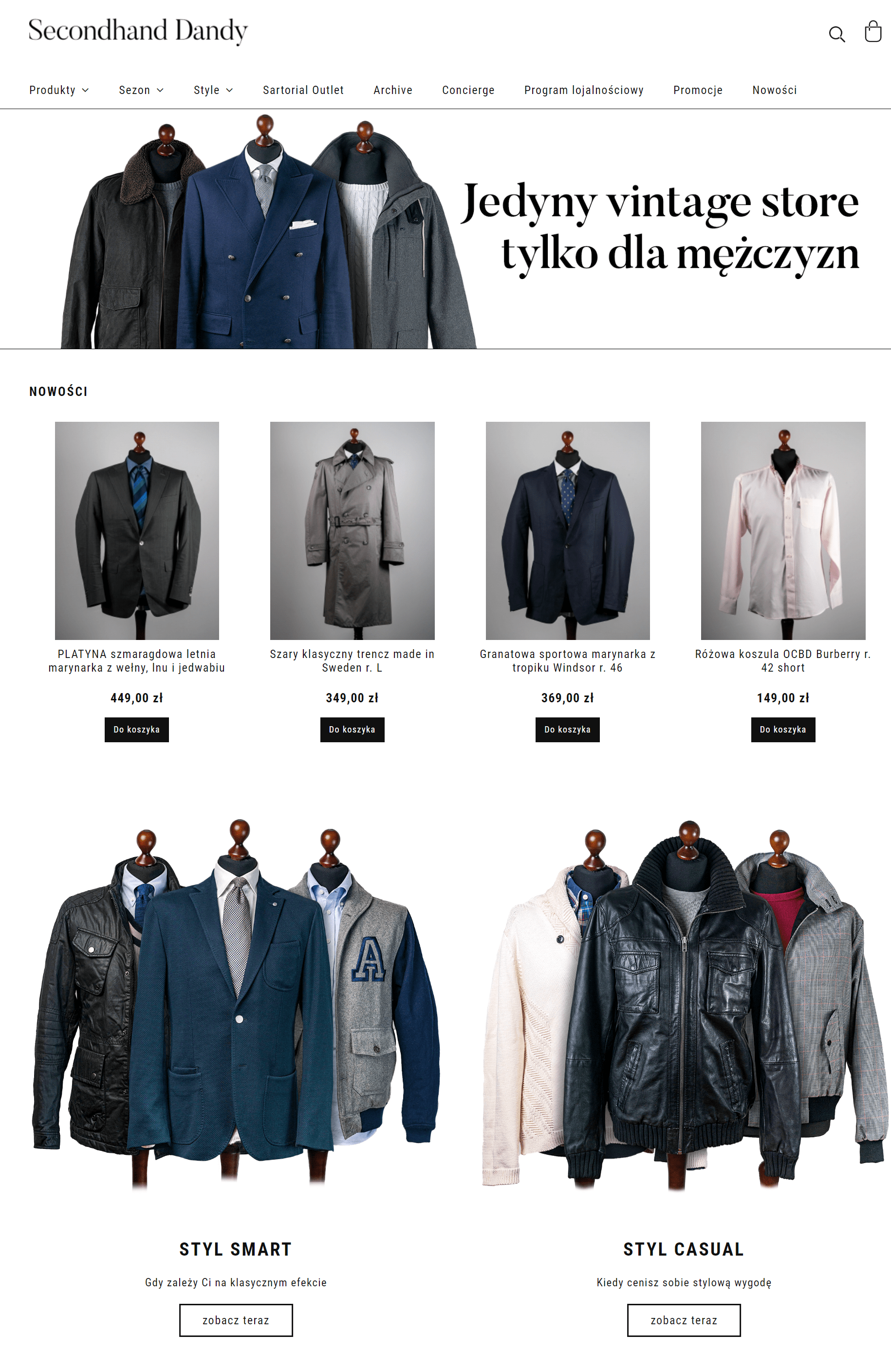 Sklep internetowy Secondhand Dandy Vintage store dla mężczyzn w Polsce