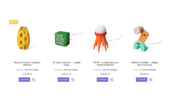 Sklep online Yam Yest Design z lampami zaprojektowanymi przez Adama Szczęsnego 
