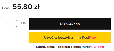 Buton InPost Pay widoczny w karcie produktu Button InPost Pay w karcie produktu