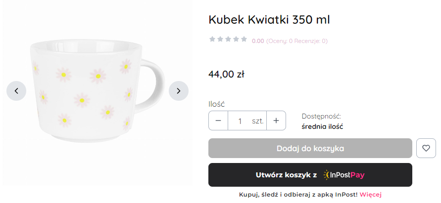 Karta produktu w sklepie ,z widocznym przyciskiem InPost Pay
