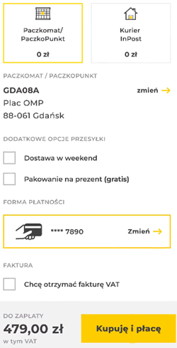 FInalizacja zakupu w aplikacji InPost Mobile Aplikacja InPost Mobile - zakup przez InPost Pay