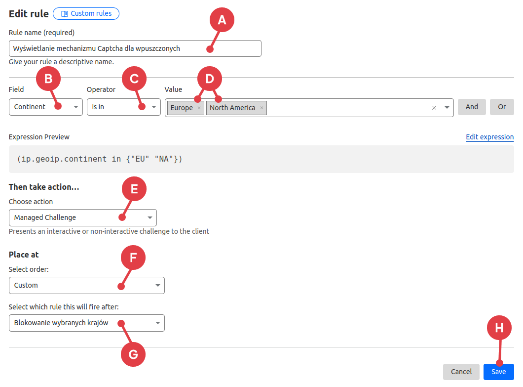 Możesz włączyć zabezpieczenie CAPTCHA Cloudflare piąta reguła | Włączanie zabezpieczenia captcha