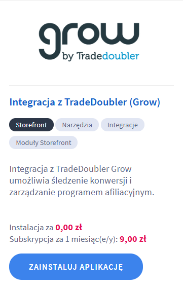 Zainstaluj aplikację TradeDoubler Grow w sklepie Shoper Zainstaluj aplikację TradeDoubler Grow w sklepie Shoper