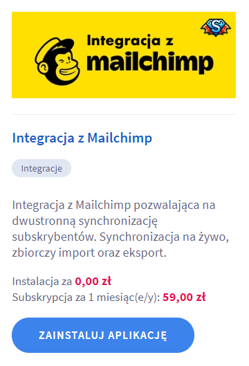Aplikacja Integracja z Mailchimp