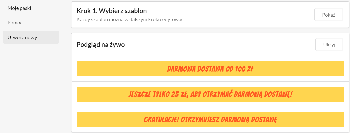 Jak pokazać darmową dostawę