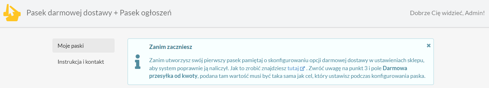 Pasek darmowej dostawy Darmowa dostawa w sklepie