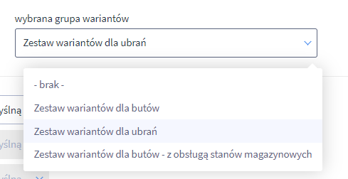 Wybór grupy wariantów