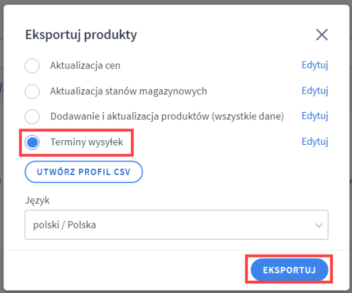 Termin wysyłki dla produktu Termin wysyłki dla produktu