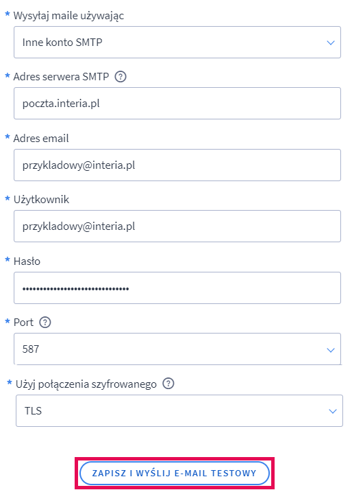 Konfiguracja poczty przez SMTP dla kont Interia
