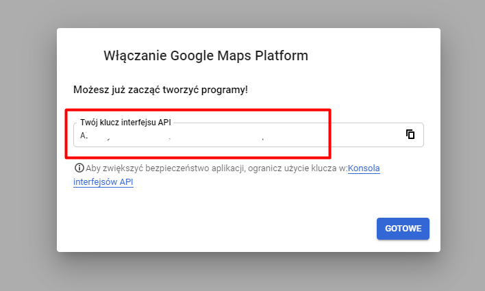 Klucz Google Maps API