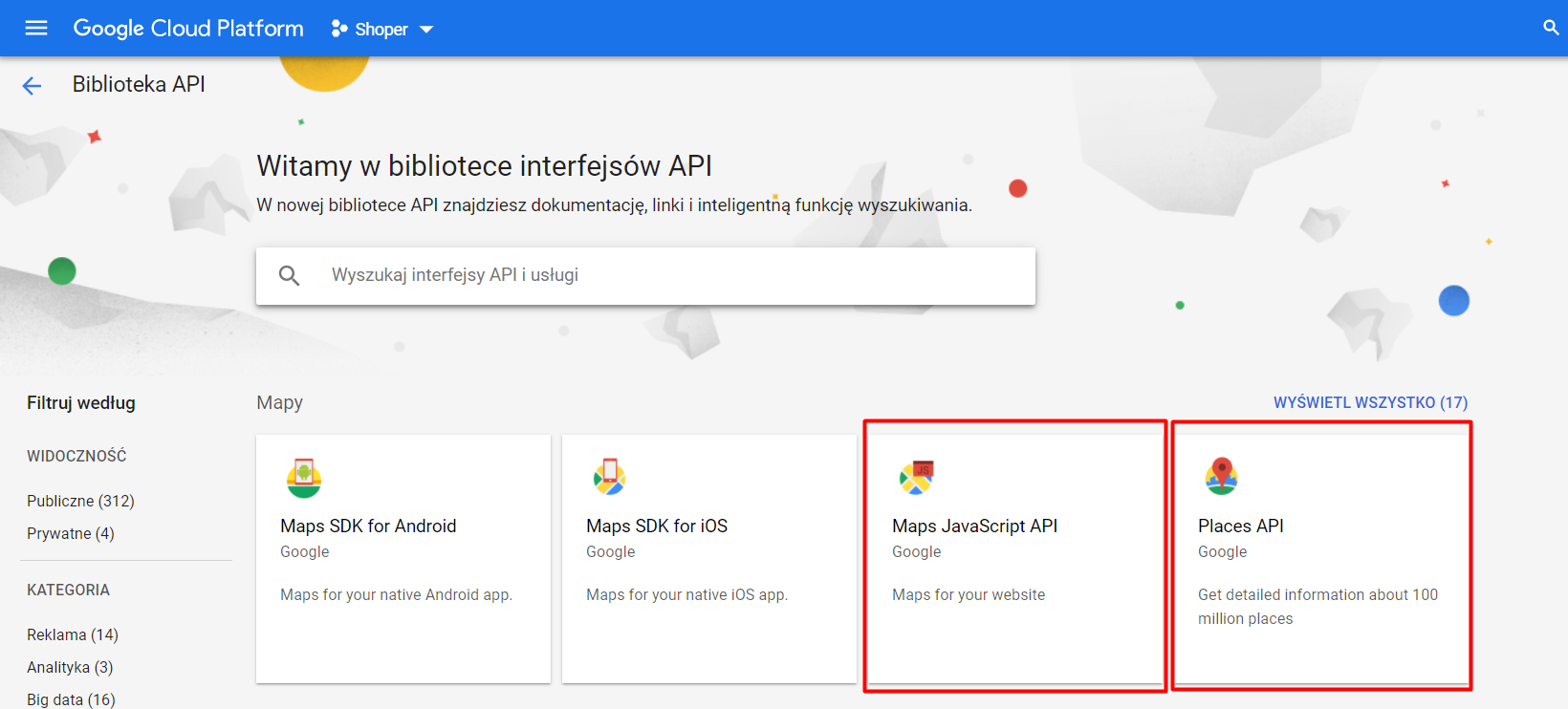 Klucz Google Maps API