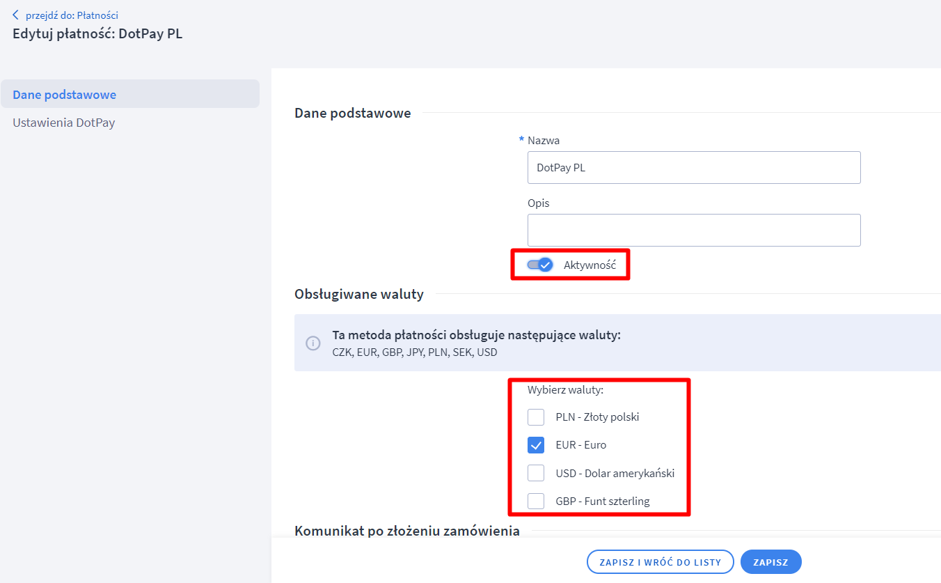 Konfiguracja Shoper Dotpay