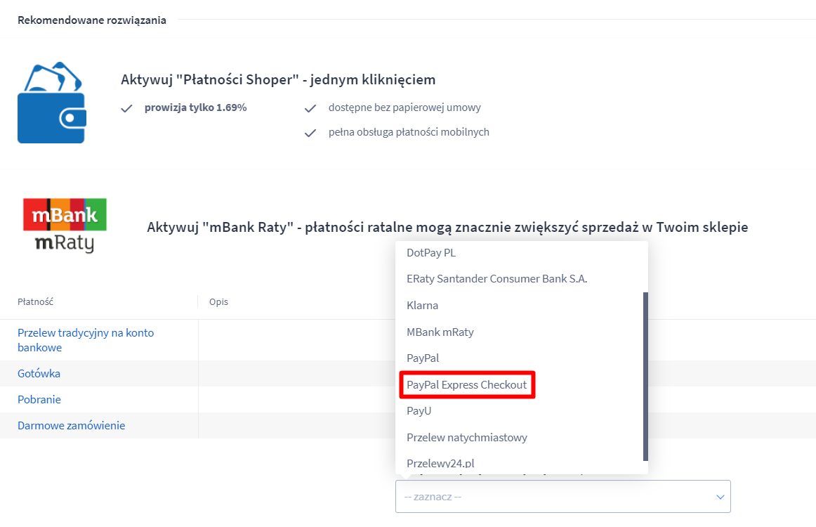 Integracja Shoper PayPal Express Checkout