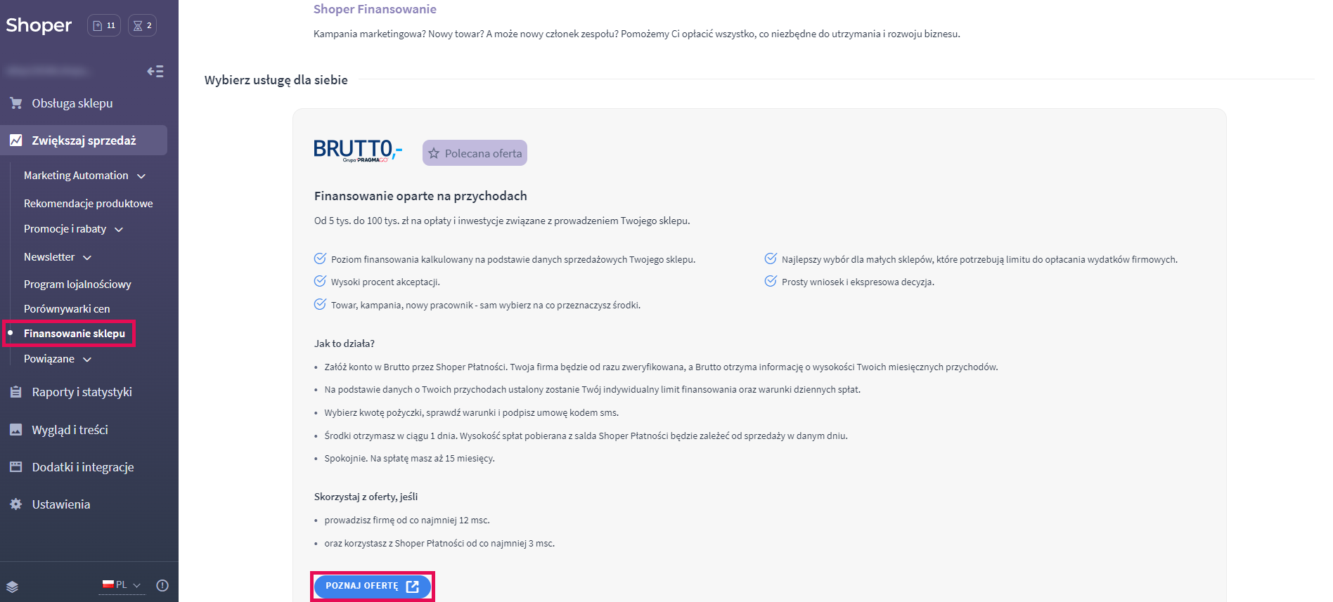 Finansowanie sklepu internetowego