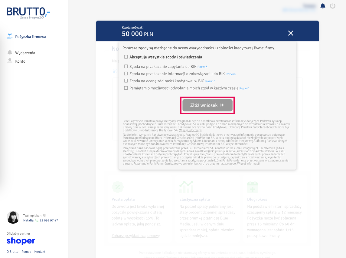 Finansowanie BRUTTO dla Shoper Płatności