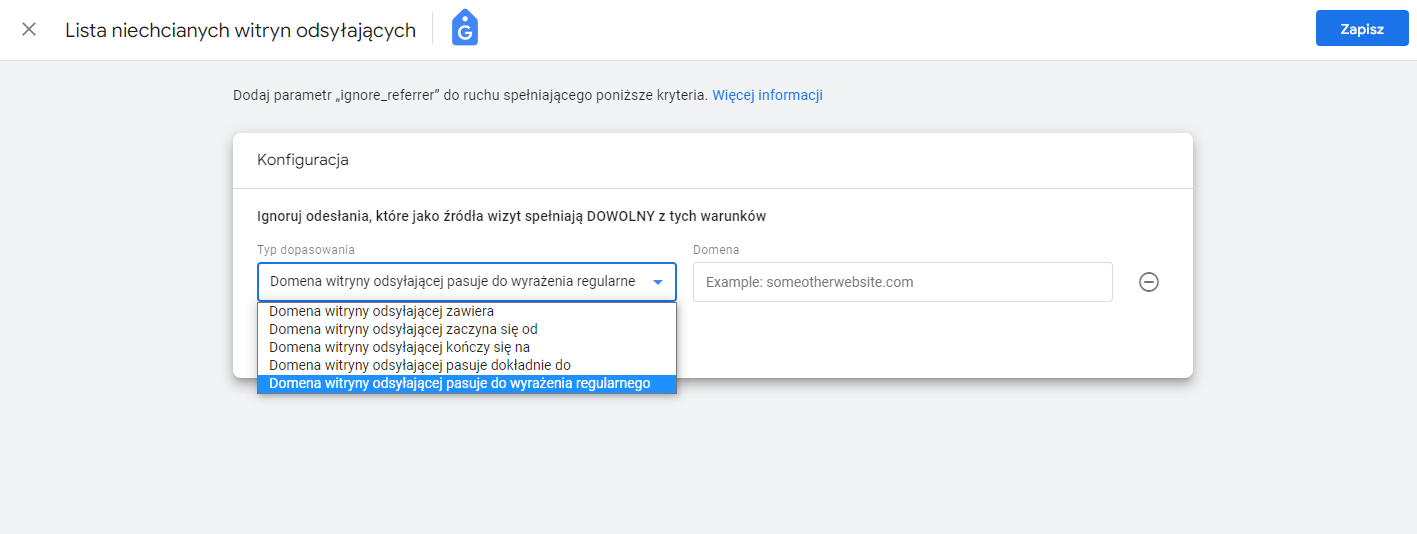 Wykluczanie domen w Google Analytics 4