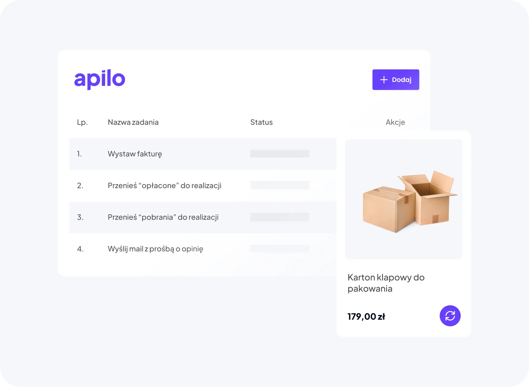 Zrzut widoku z systemu Apilo