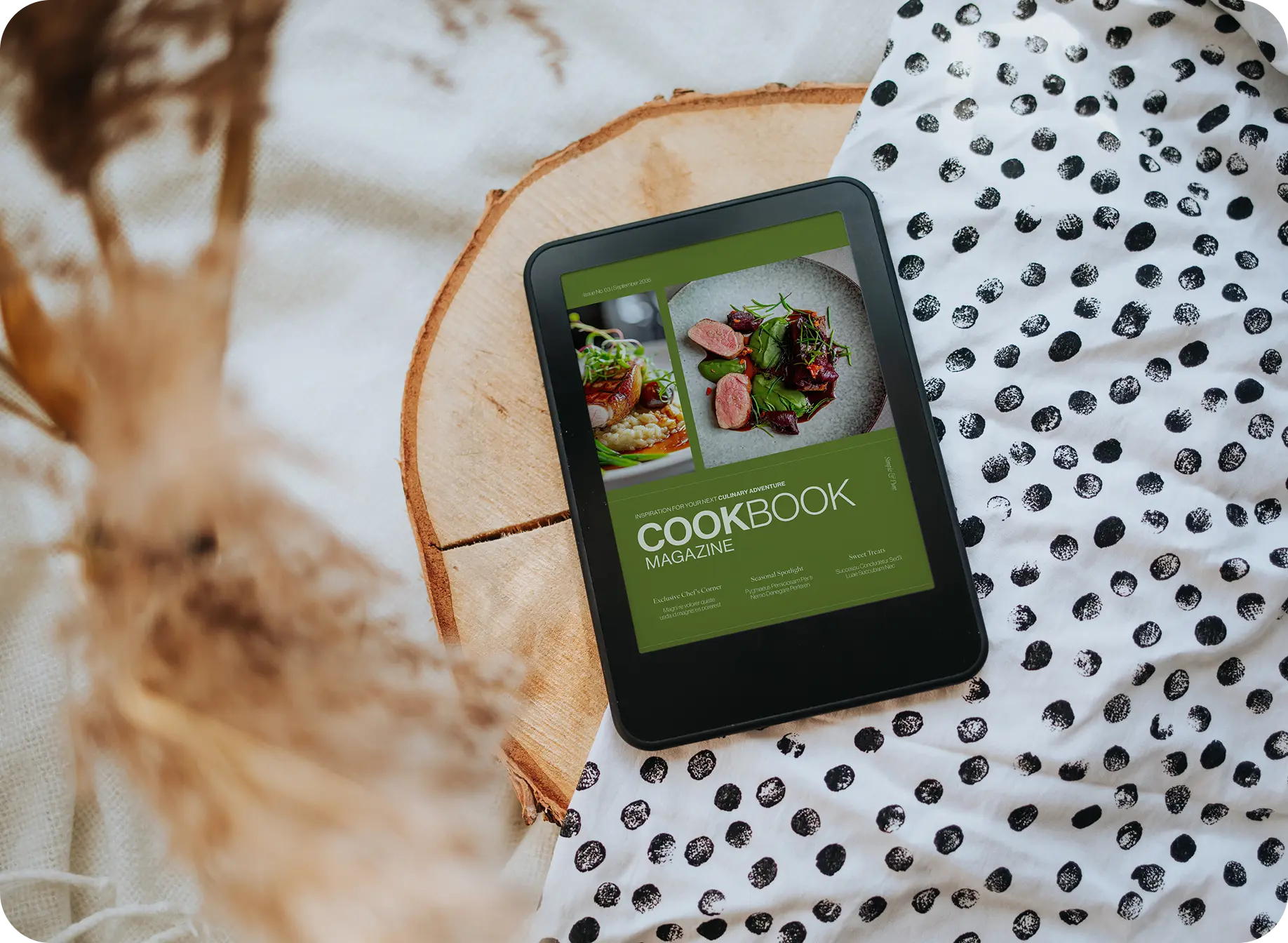 Wizualizacja e-booka kulinarnego na czytniku