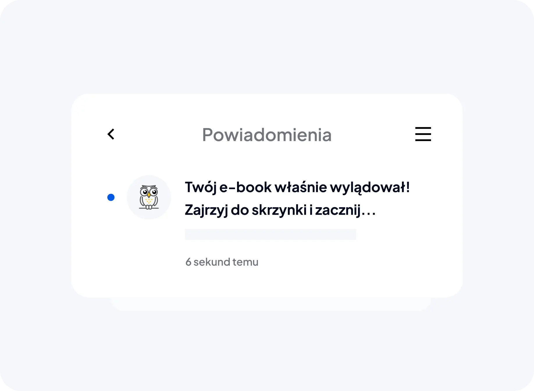 Powiadomienie po zakupie e-booka z informacją o sprawdzeniu e-maila