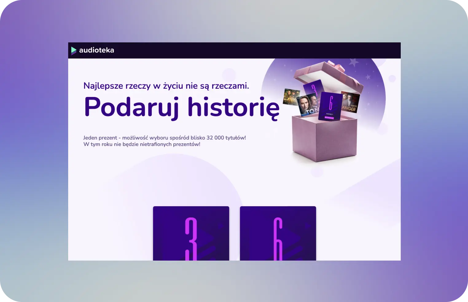 Strona platformy Audioteka z audiobookami