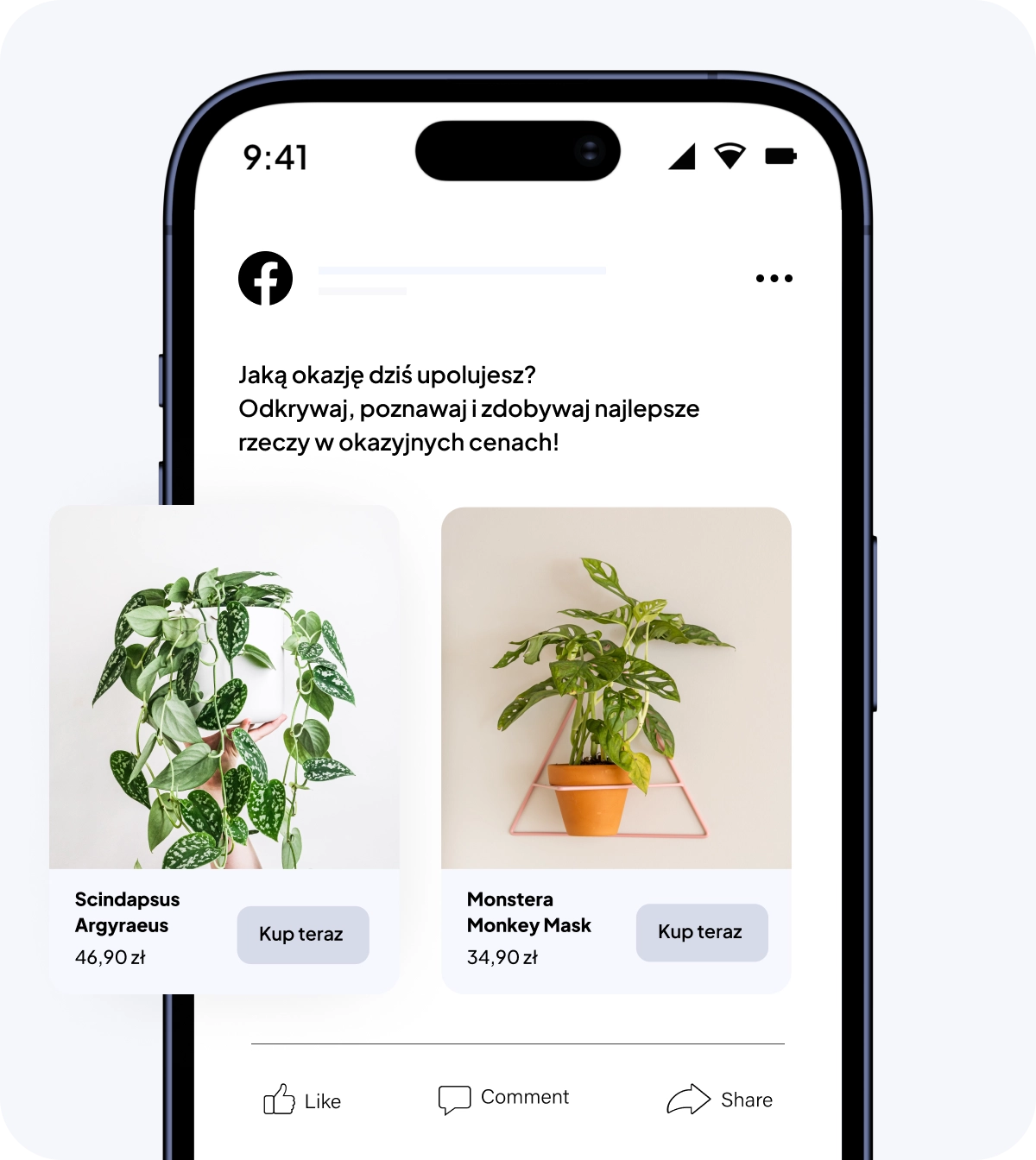 Wizualizacja reklamy Facebook Ads