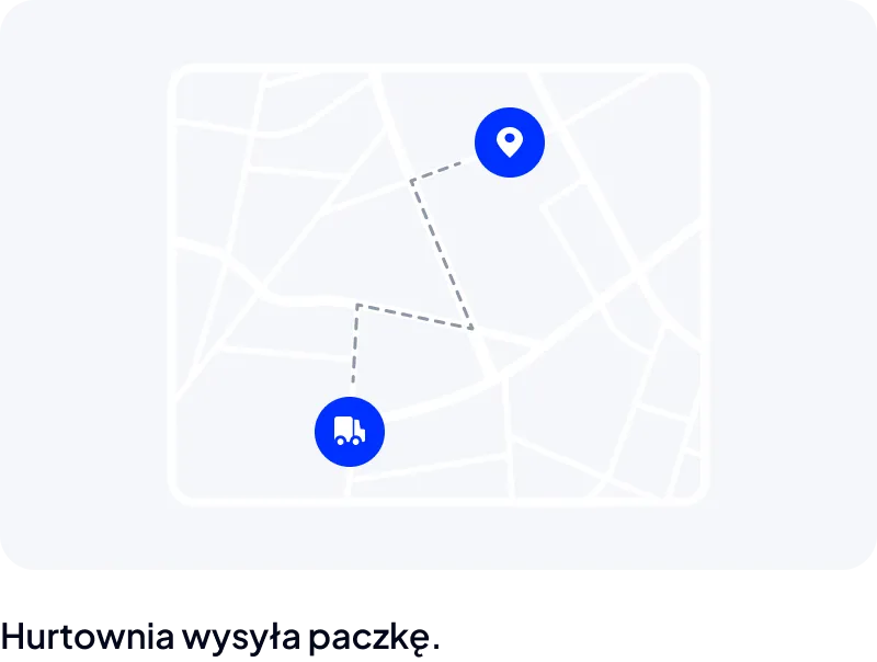 Mapa z drogą paczki ze sklepu w modelu dropshippingu na Shoperze