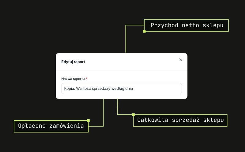 Zapis własnych presetów w nowych raportach
